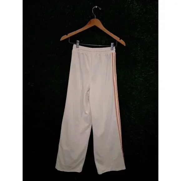 Adidas Originals Summer Glow Wide Leg Pants - Wonder White/Peach - Size 2XS - Picture 2 of 9